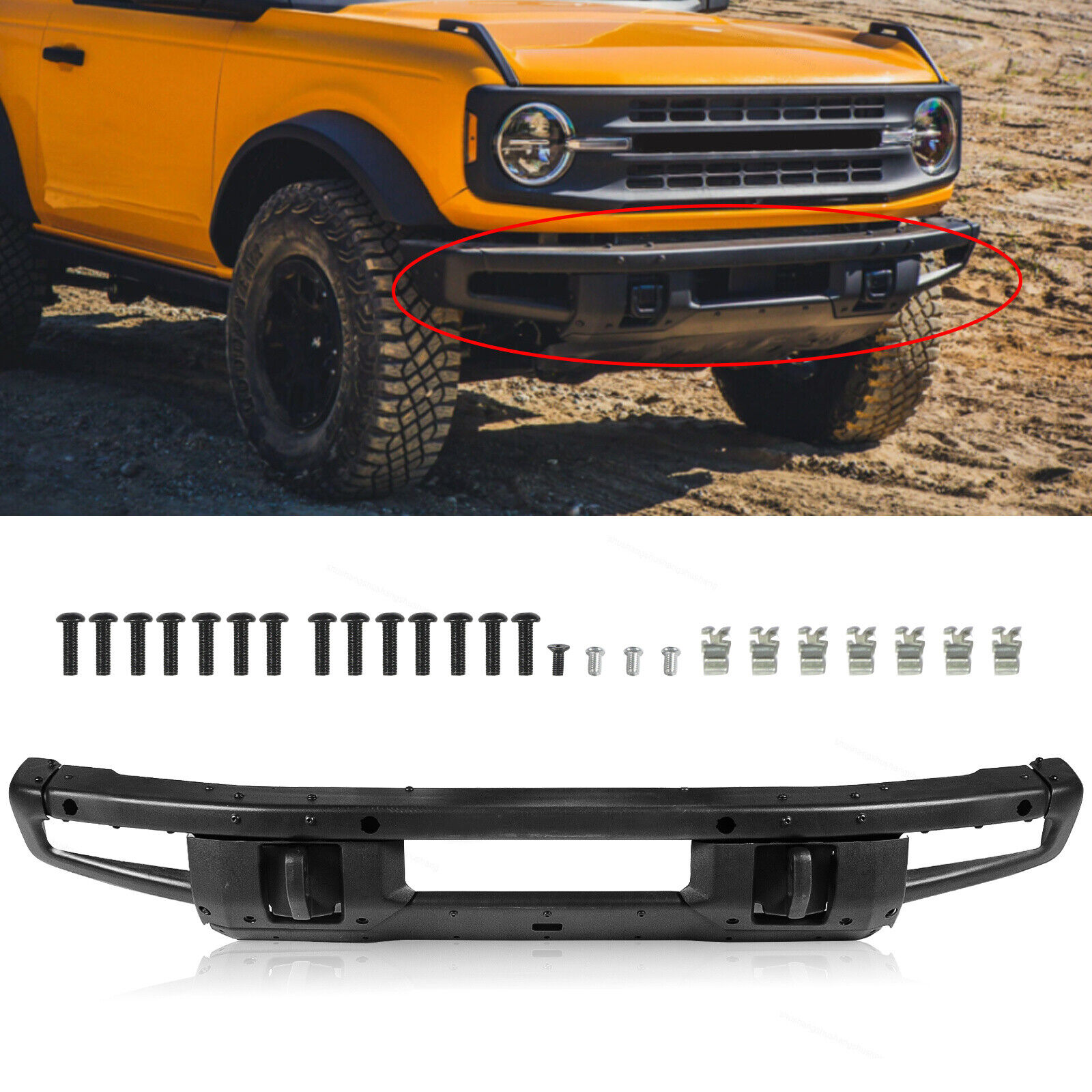 Front Bumper For 2021-2023 Ford Bronco With D-ring Mounts & 4 Sensor Holes