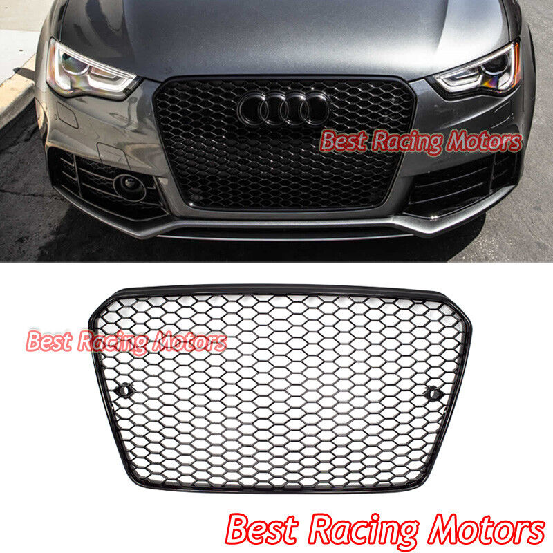 For 2013-2017 Audi A5 B8.5 RS5 Style Front Grill (Gloss Black Frame + Honeycomb)