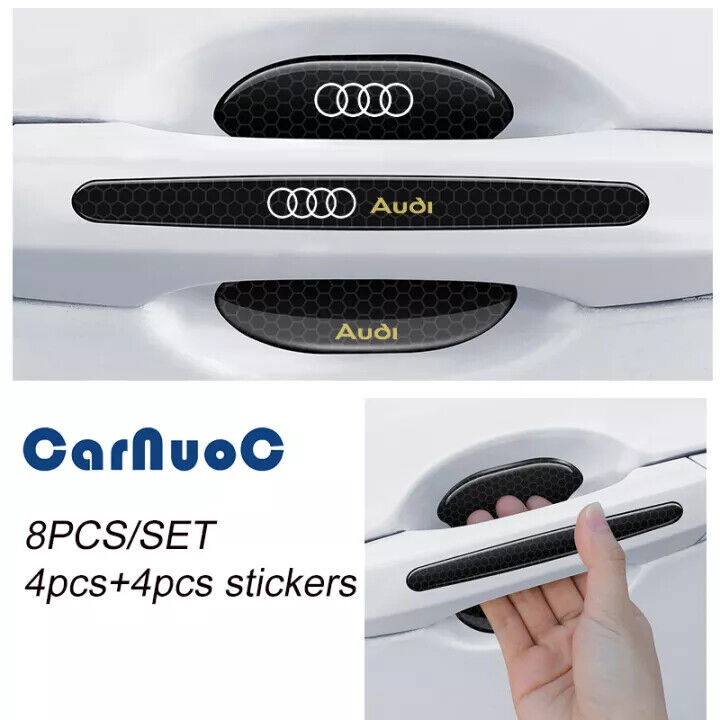 8X Carbon Fiber Car Door Handle Bowl Cup Protector Film Stickers for audi