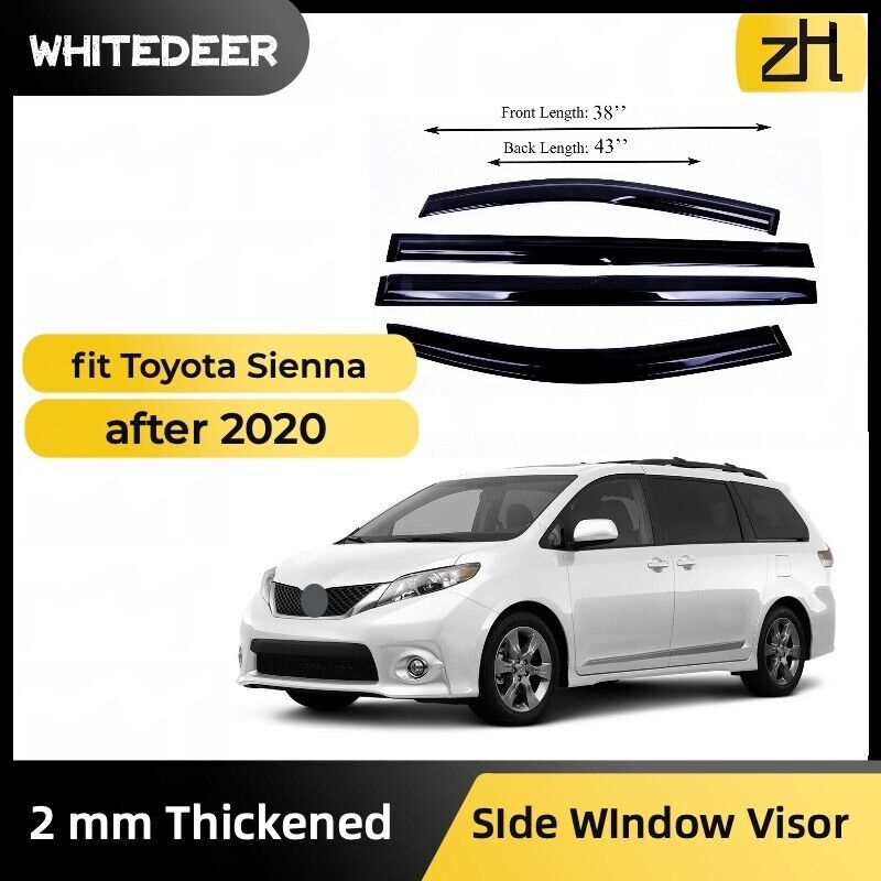 Fits Toyota Sienna 2020+ Side Window Visor Sun Rain Deflector Guard Thickened