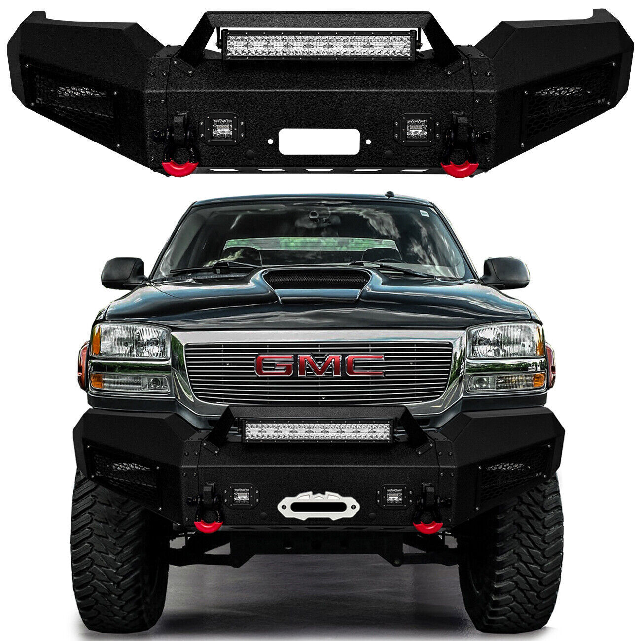 Vijay Fits 2003-2006 GMC Sierra 2500/3500 Front or Rear Bumper with LED Lights