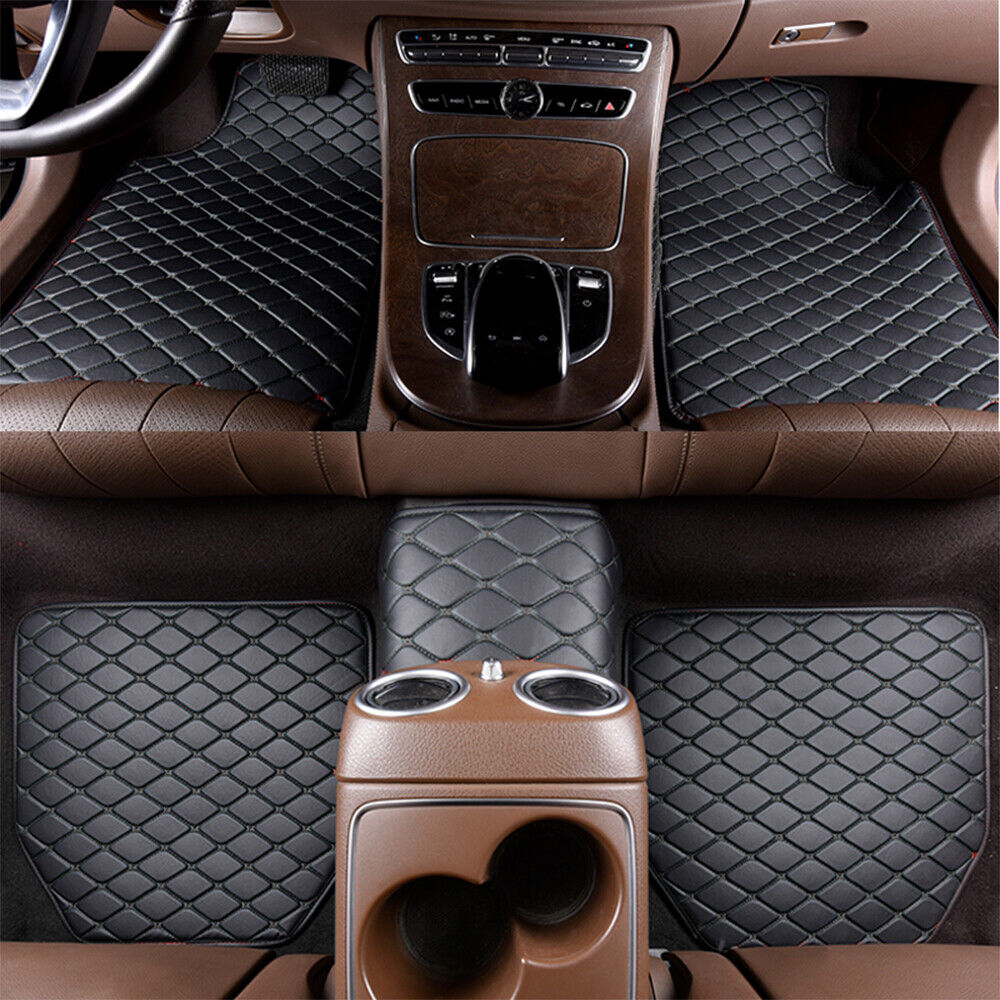 5pcs Leather Car Floor Mats Universal Fit Waterproof Front&Rear Non-Slip Carpets