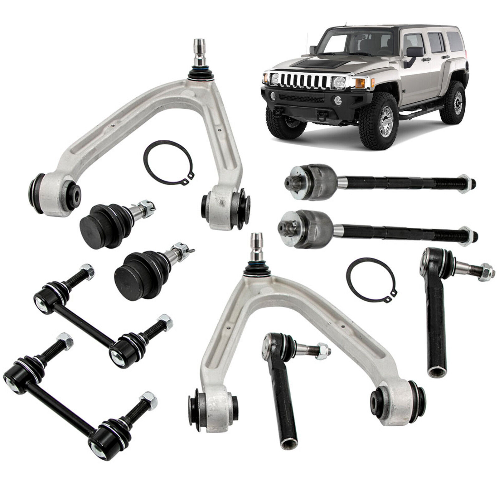 10x Front Upper Control Arms Tie Rod Sway Bar Link Kit For Hummer H3 2006-2010