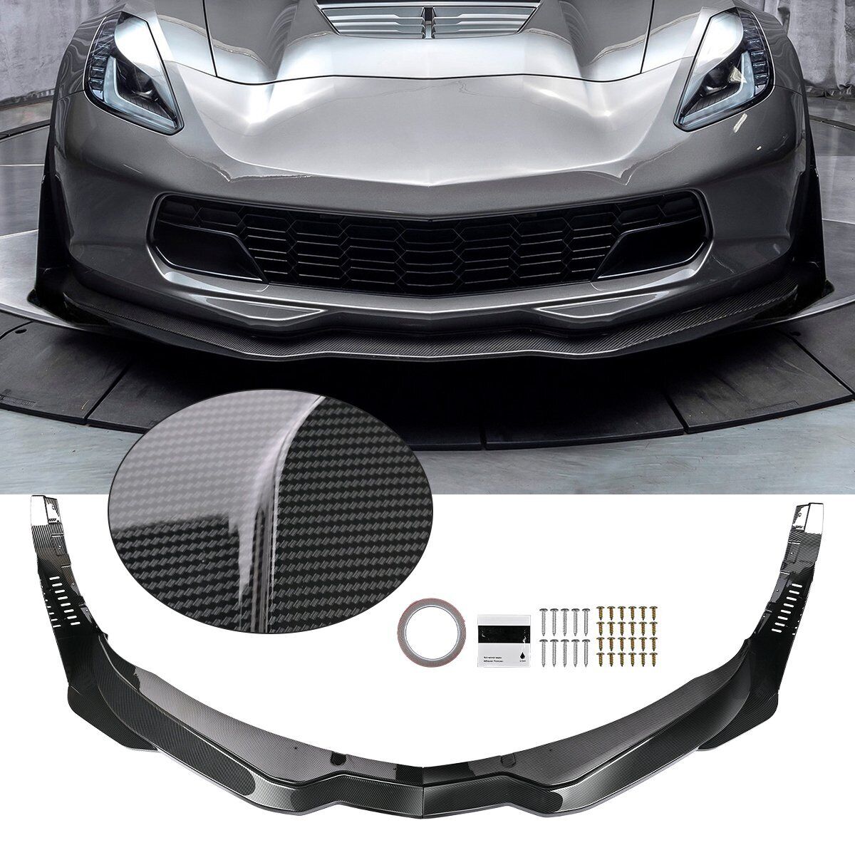 Replacement 2014-19 for Corvette C7 Z06 Stage 3 Front Bumper Lip w/Side Winglets