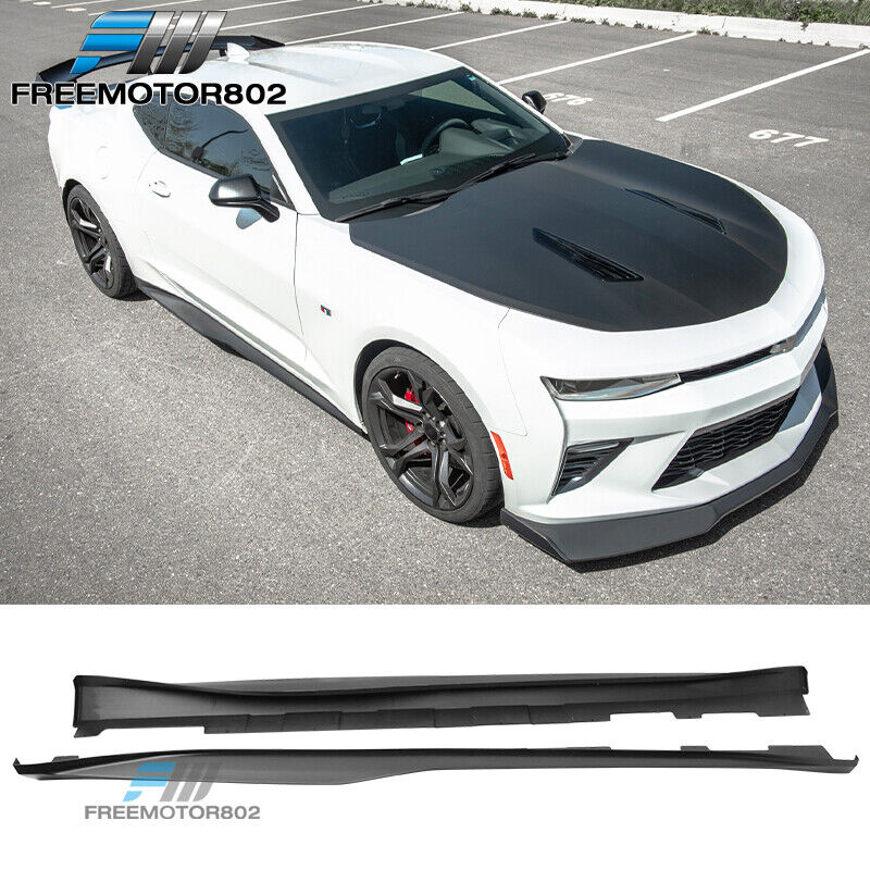 Fits 16-24 Chevrolet Camaro ZL1 Style PP Unpainted Black Side Skirts