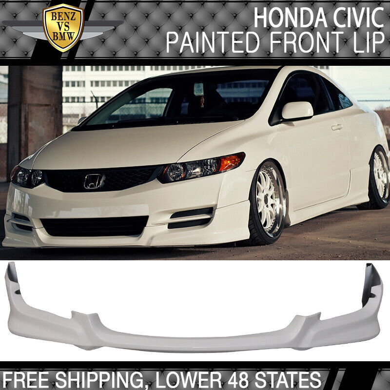 Fits 09-11 Honda Civic Coupe HF-P Style Painted #NH578 Taffeta White Front Lip