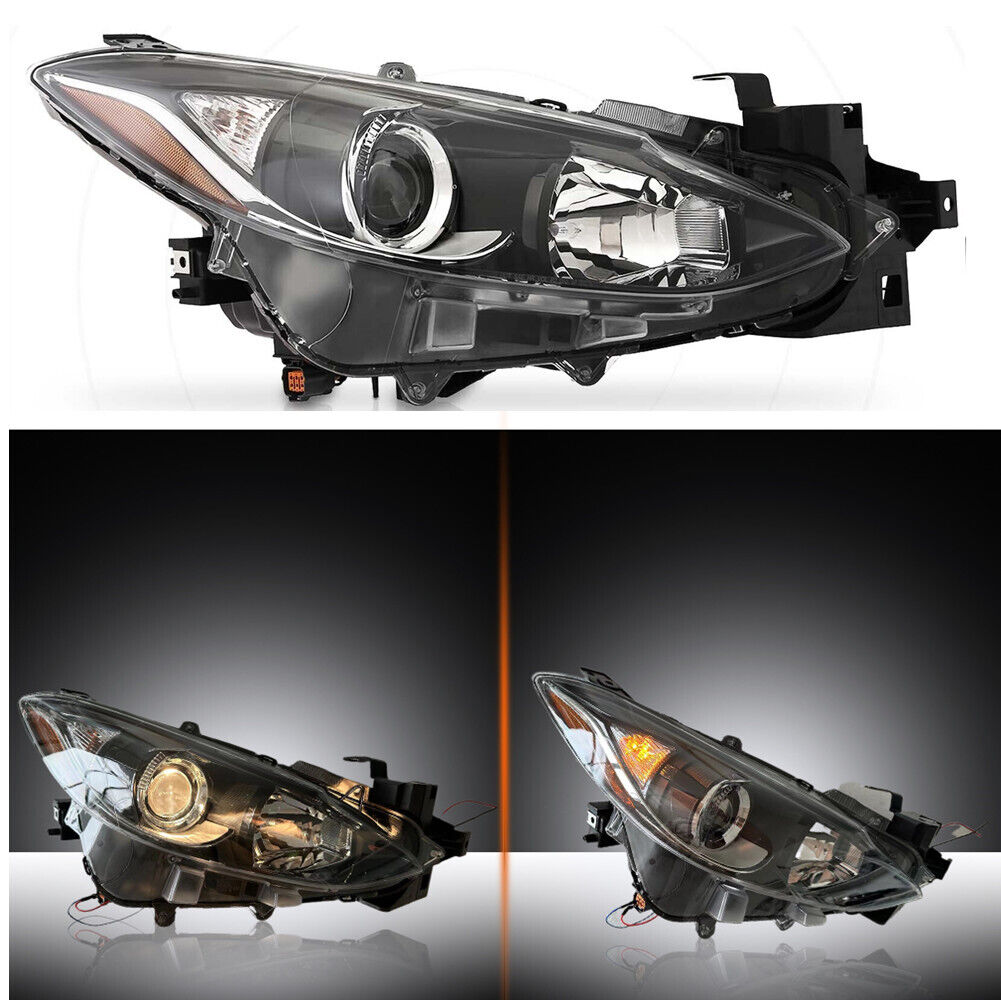 For 2014 2016 Mazda 3 Projector Black OEM Halogen Headlights Assembly With Bulbs