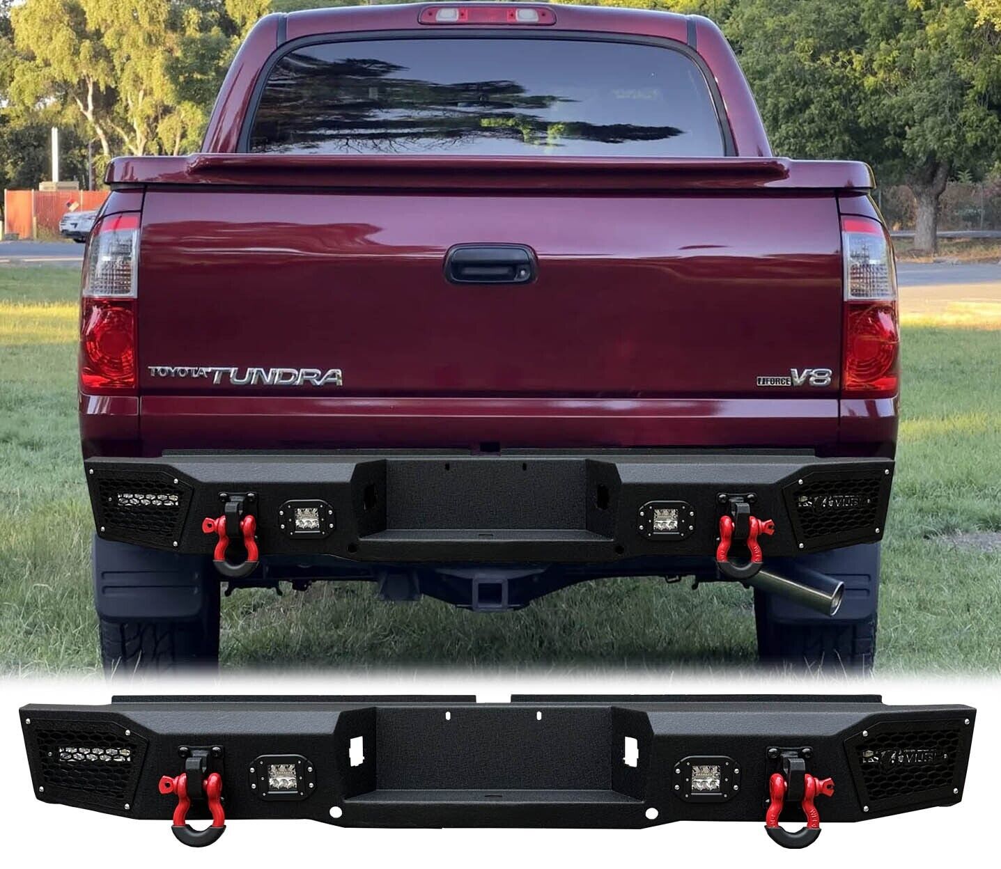 Vijay For 2000-2006 Toyota Tundra New Steel Rear Bumper With LED Lights&D-Rings