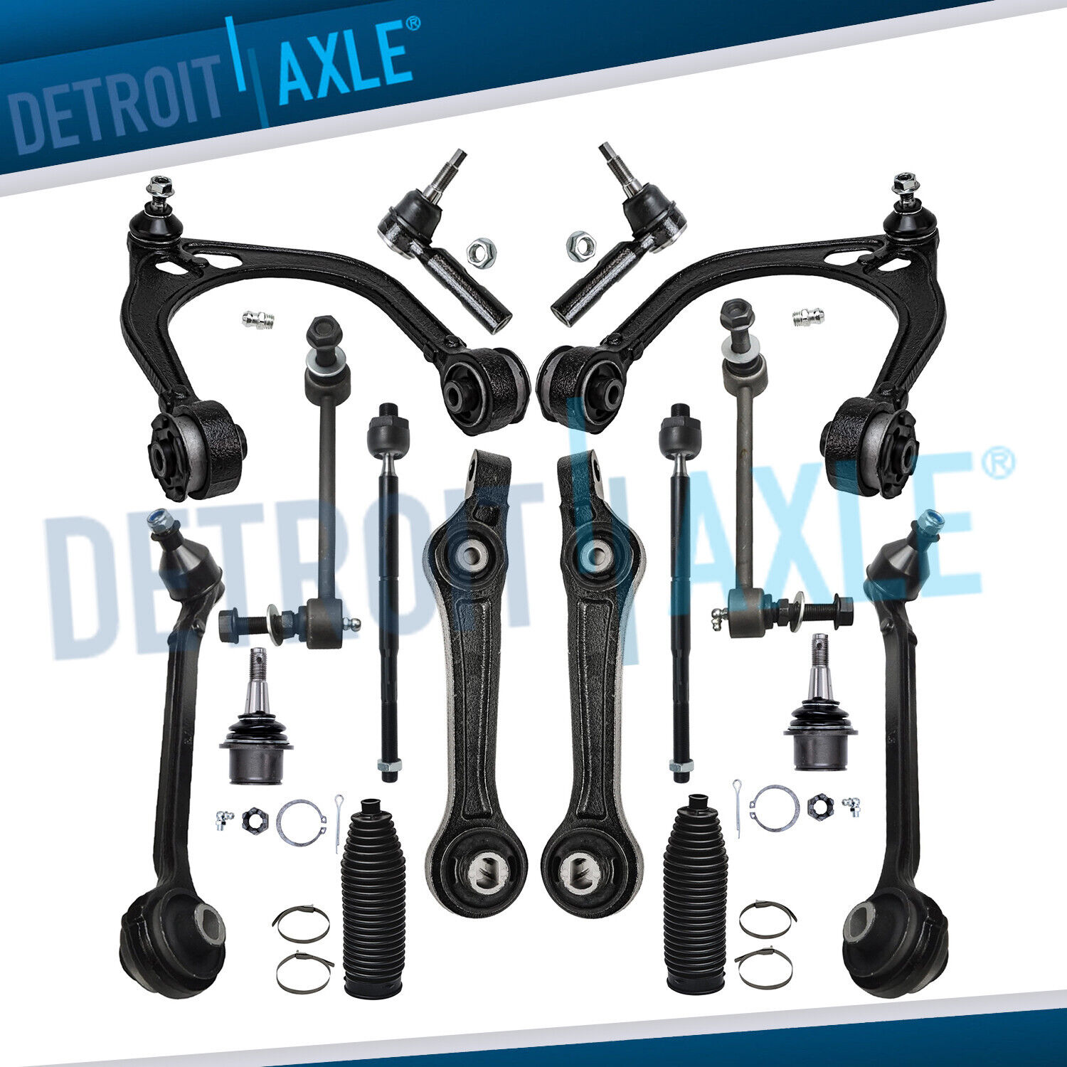 16pc RWD Front Control Arm Kit + Tie Rods + Sway Bars for 2005-2010 Chrysler 300