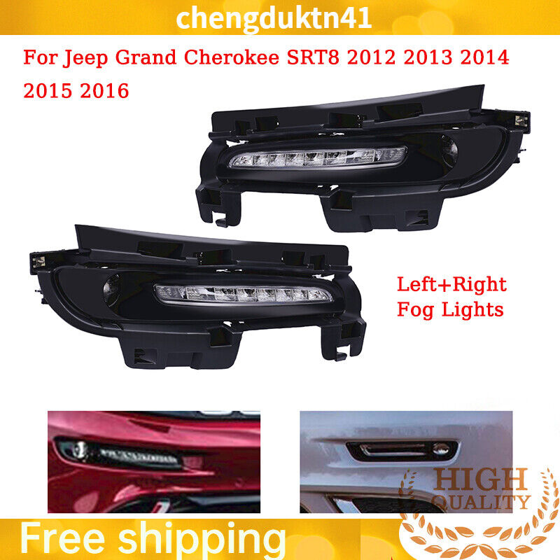 1 Pair LED DRL Daytime Running Fog Lights For 2012-2016 Jeep Grand Cherokee SRT8