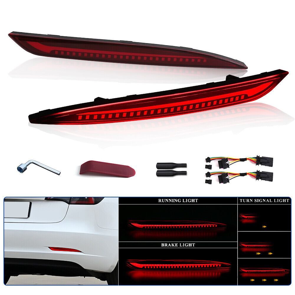 For Tesla Model Y 2020- 2023 LED Rear Reflector Light Brake Lamp w/ Accessories