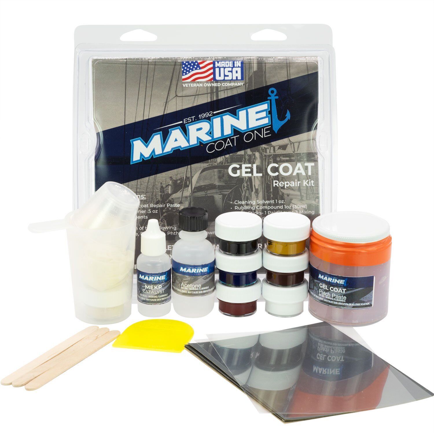Marine Coat One, Gelcoat Repair Kit For Boat with Complete Color Match Set