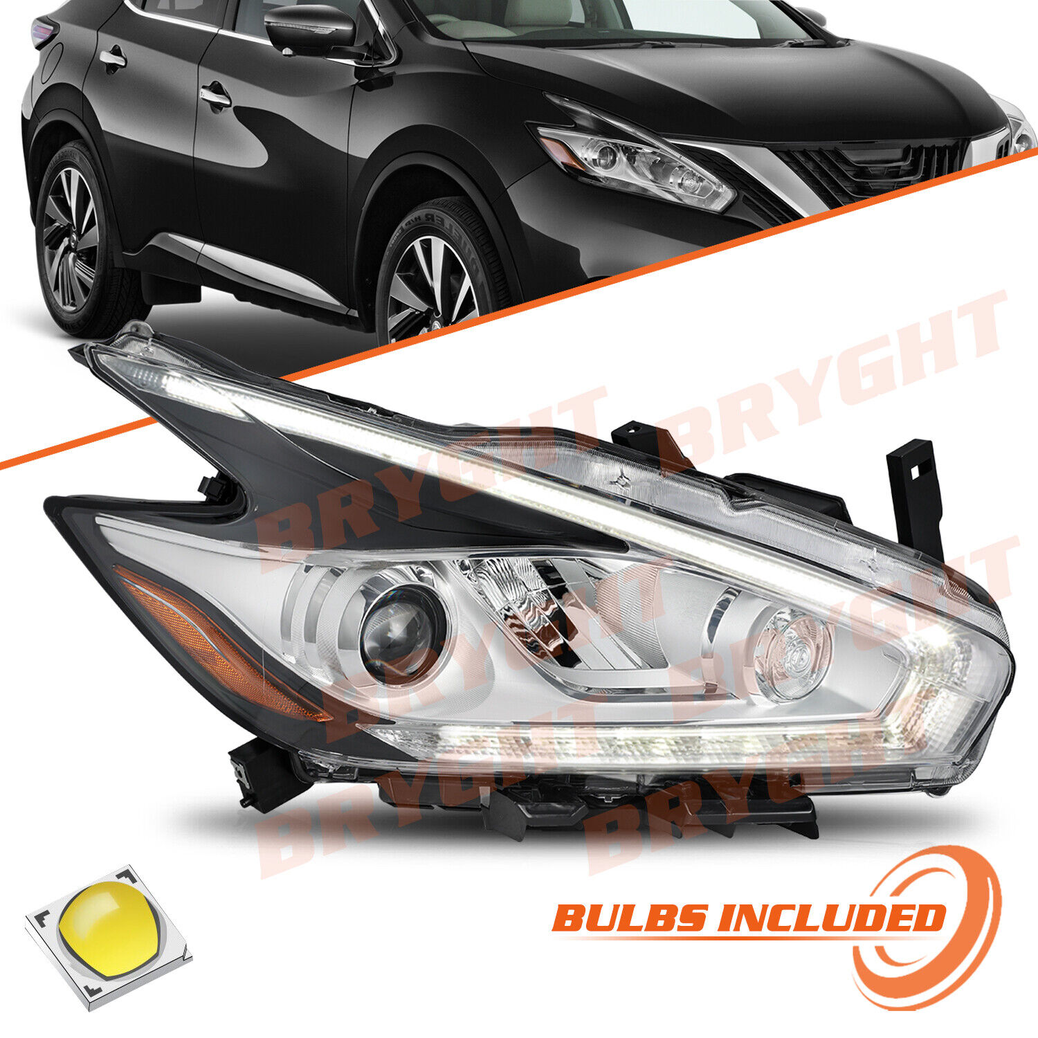 For 2015 2016 2017 2018 Nissan Murano Full LED Right Passenger Headlight Lamp 