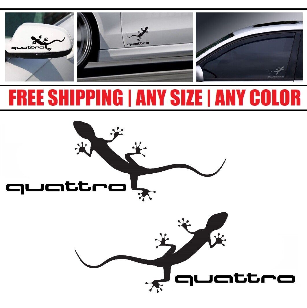 Audi QUATTRO Gecko Window Decal Bedside Mirror Windshield Sticker Vinyl 