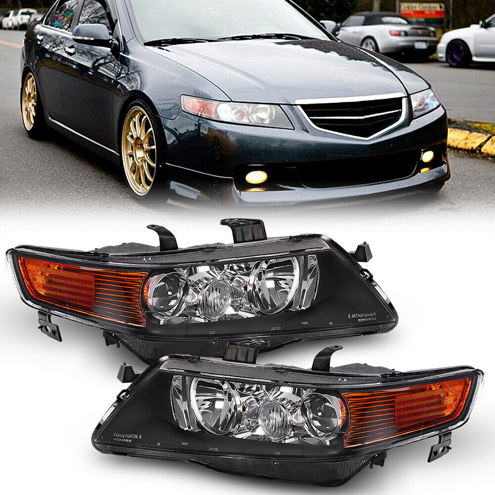Black FOR 2004-2008 Acura TSX Projector Headlights Lamps Left+Right 2004-05 EOA