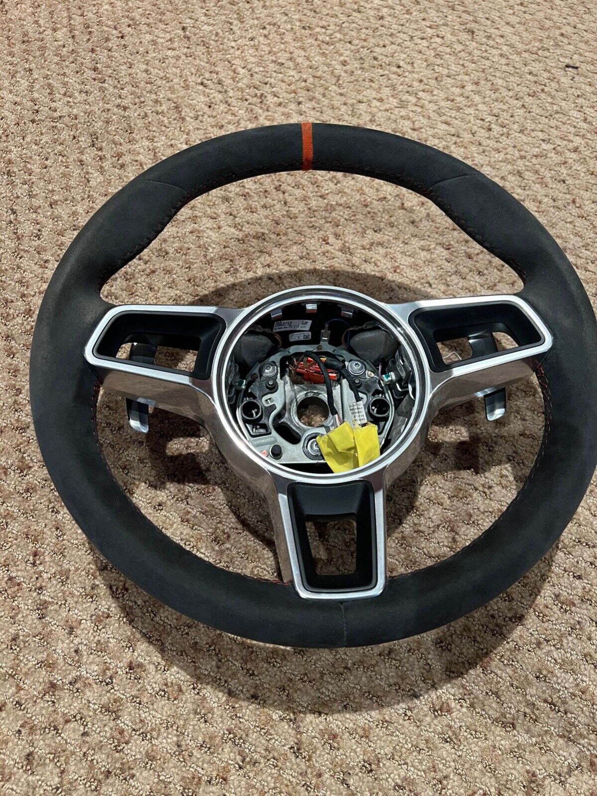 2016 Porsche GT3RS Driver Steering Wheel Orange Center Line Alcantara