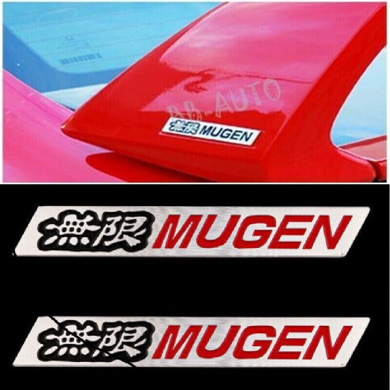 PAIR JDM Mugen Emblem Left + Right Side Spoiler Fit GT Wing Type R Civic Integra