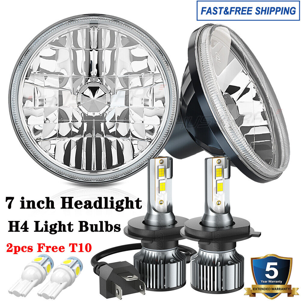 For Chevy Bel Air 1955 1956 1957 2pcs 7 Inch Round LED Headlights Hi/Lo Beam