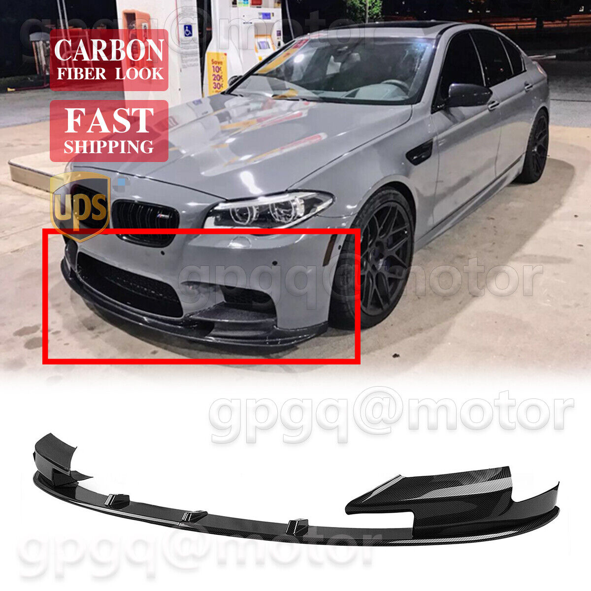 For BMW F10 M5 Sedan 12-2016 MP Style Front Carbon Fiber Bumper Splitter Lip Kit