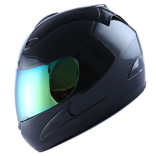 New DOT WOW Motorcycle Full Face Helmet Street Bike Carbon Fiber Black S M L XL 