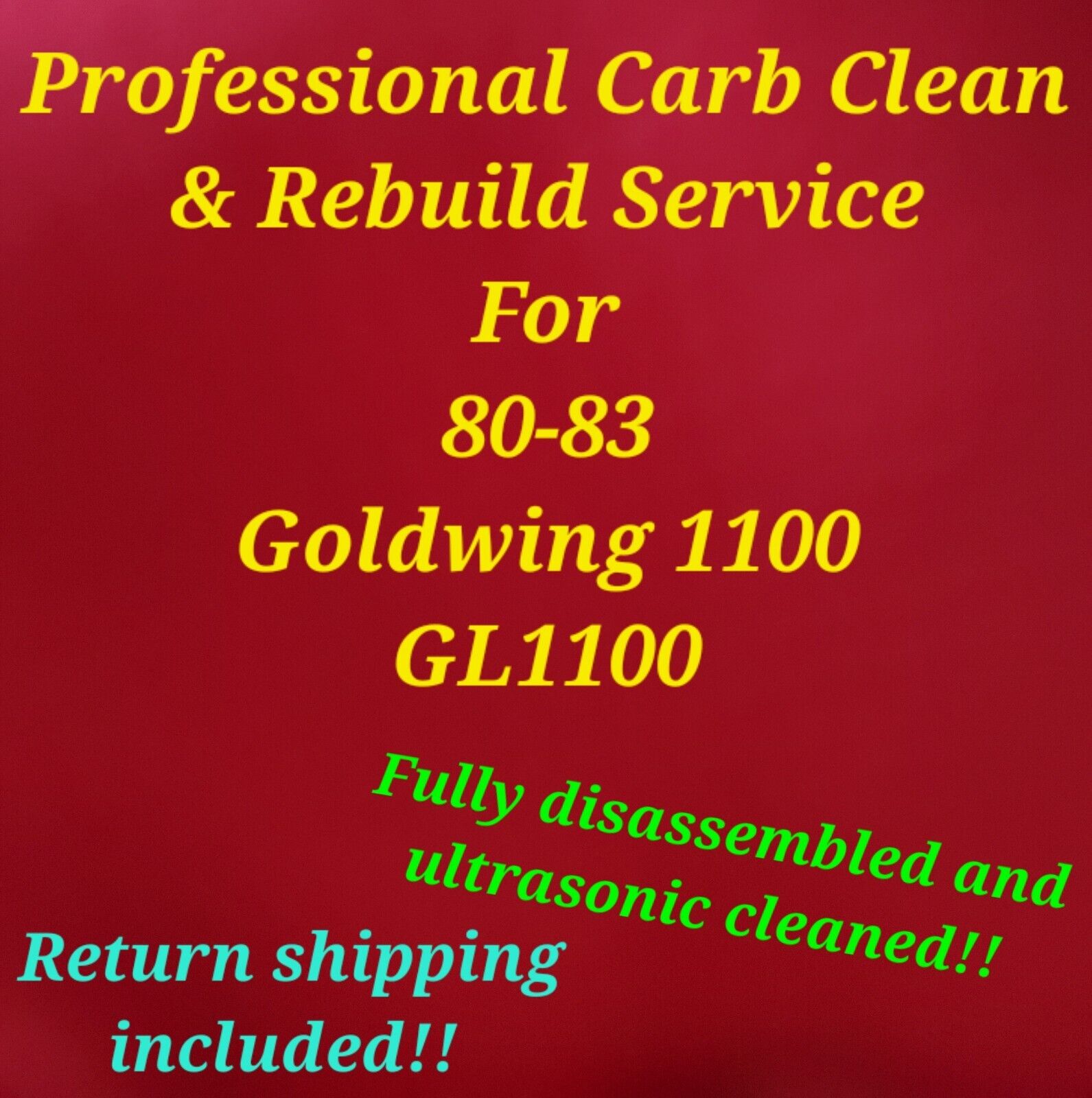 80-83 Honda Goldwing 1100 Professional Carb clean & rebuild service GL1100 1100