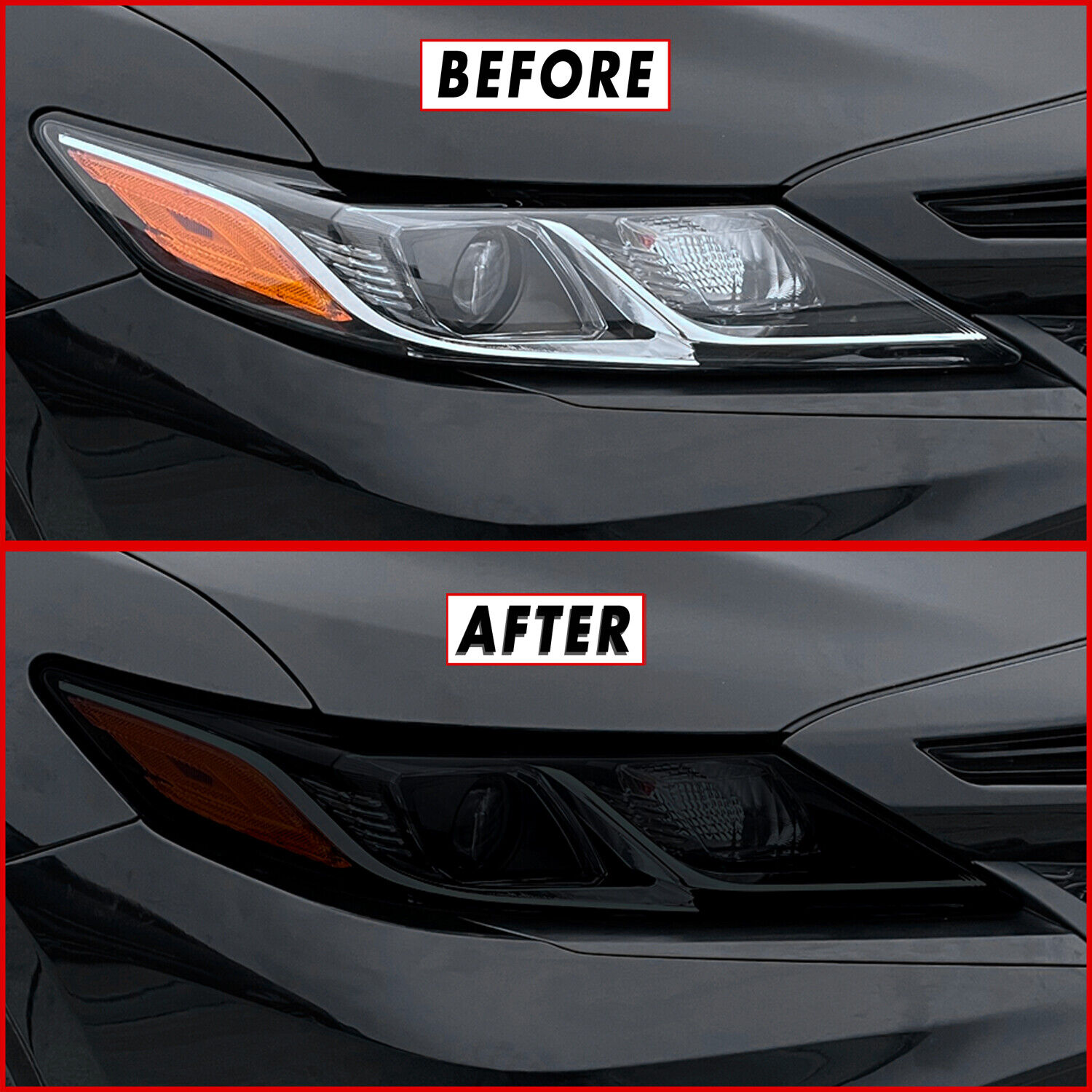 FOR 18-24 Toyota Camry Headlight SMOKE Precut Vinyl Tint Overlays