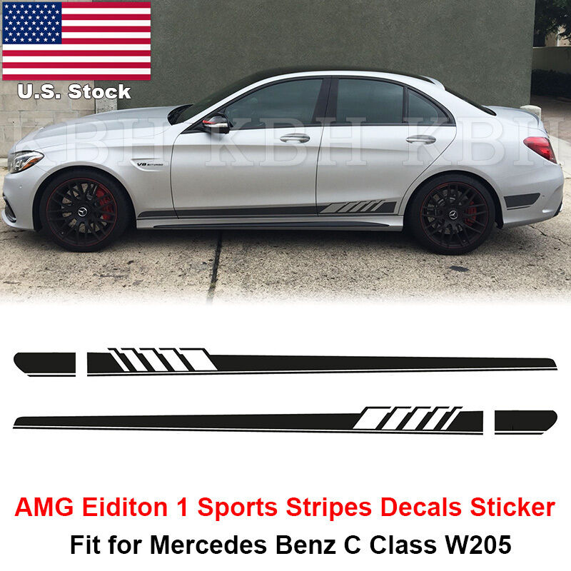 AMG Edition 1 Stripes Decal Sticker Mercedes W205 C200 C250 C300 C450 C63 Black