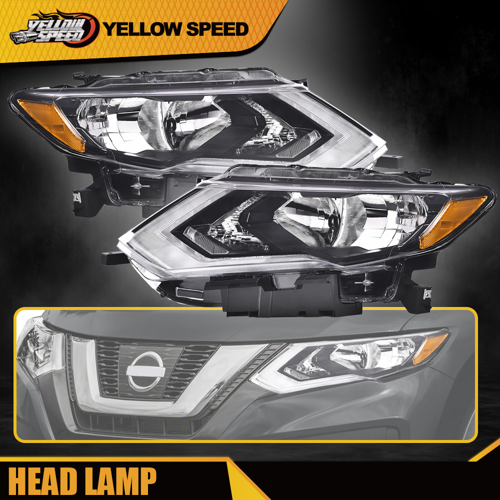 Fit For 2017-2019 Nissan Rogue Sport Halogen LED DRL Headlights Headlamps Pair