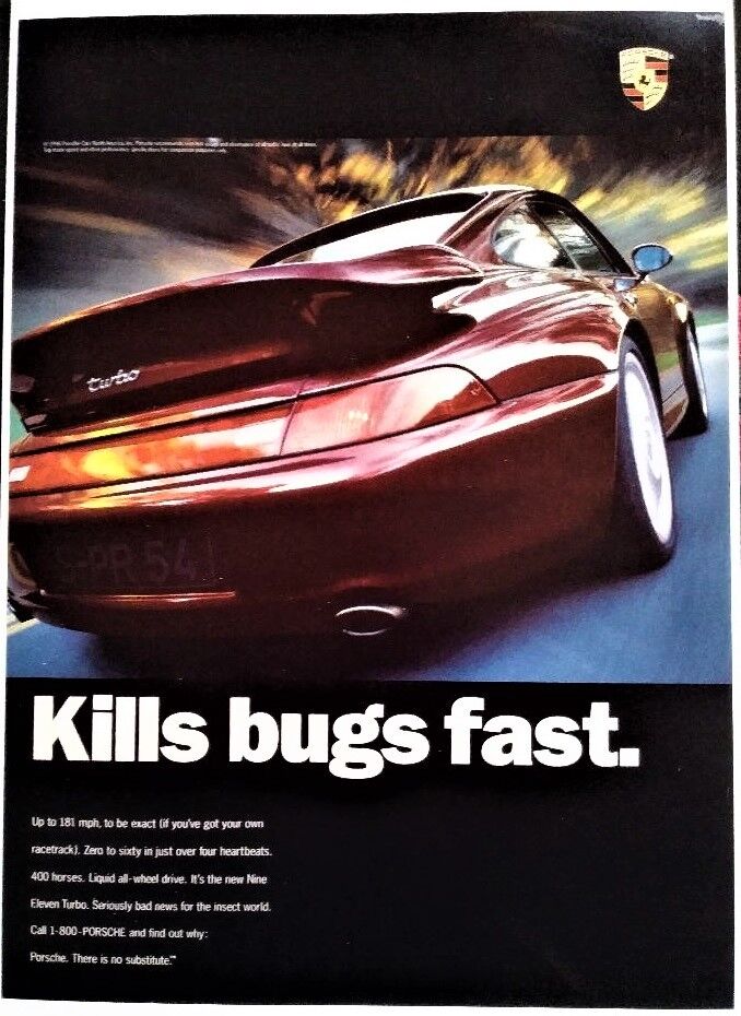 Porsche 911 Turbo Kills Bugs Fast  Awesome Poster very kool   New