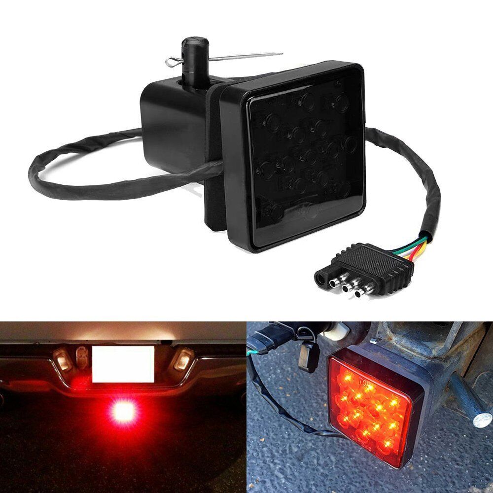 Smoked 15-LED Brake Light DRL Trailer Hitch Cover Fit 2\