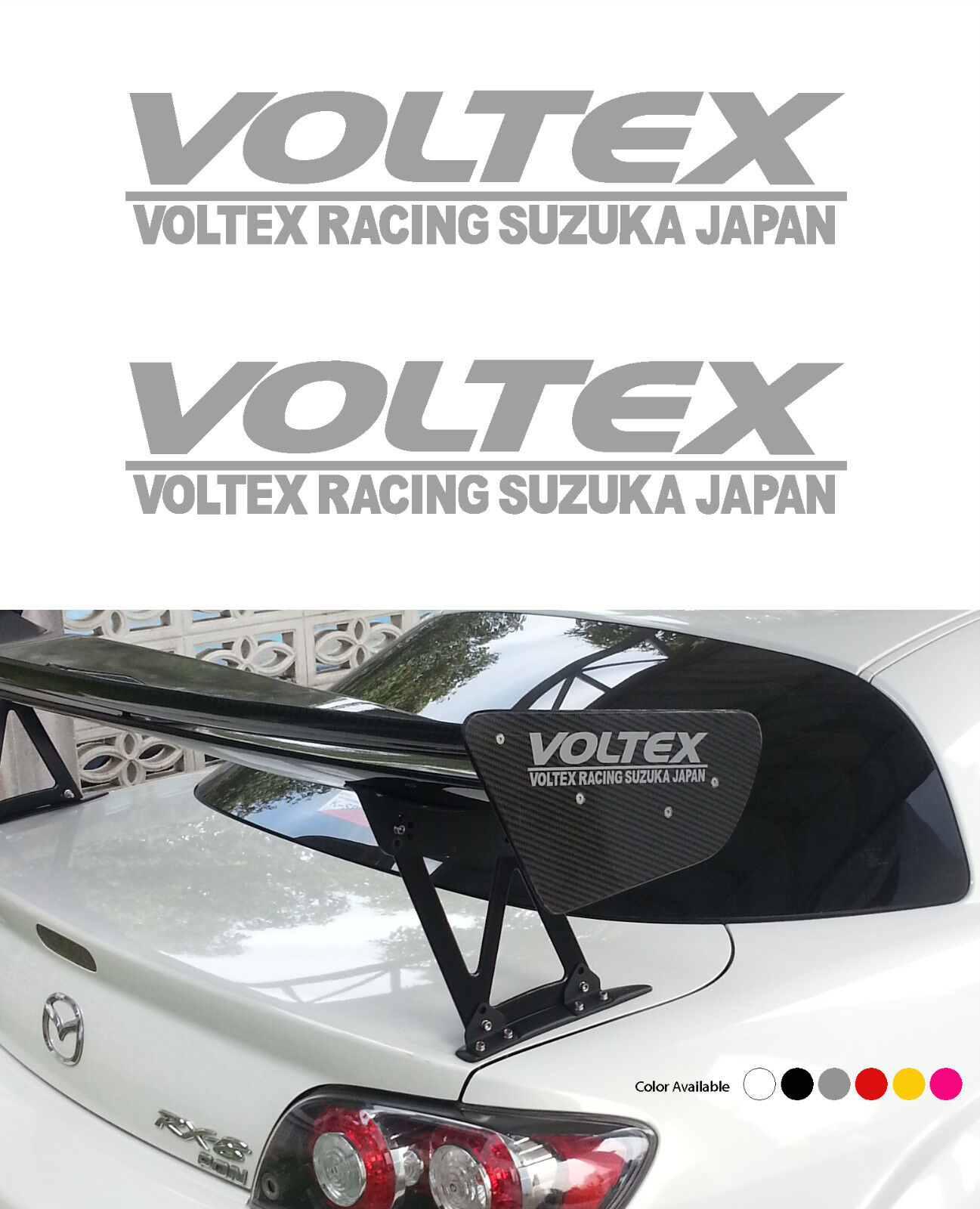 2Pcs VOLTEX GT WING STICKER VINYL FOR EVO X FT86 350Z 370Z S2000 NSX GTR