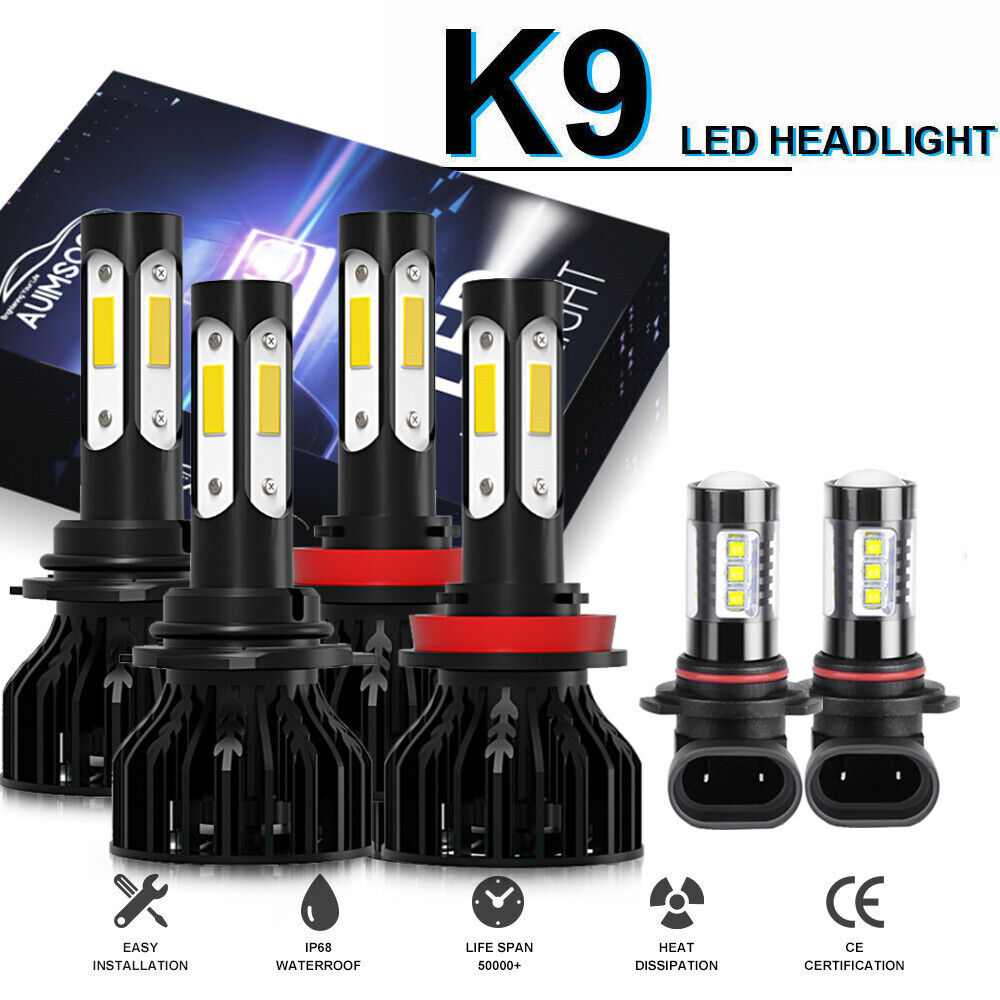 For Ford F-150 2015-2023 6000K LED Headlight Hi/Lo Beam + Fog Light Bulbs Combo