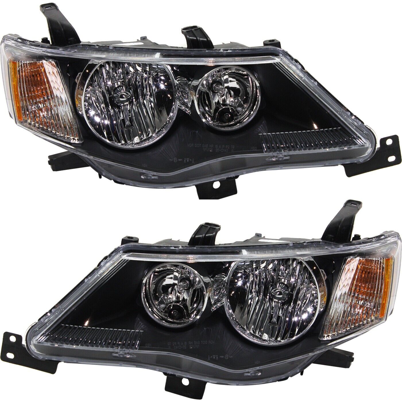 Headlight Set For 2007-2009 Mitsubishi Outlander Left and Right With Bulb 2Pc