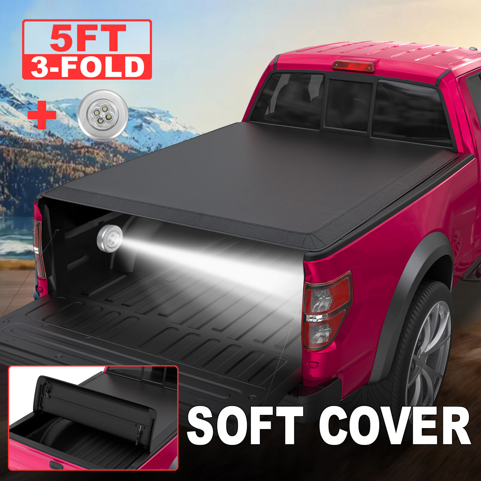Truck Tonneau Cover For 2005-2015 Toyota Tacoma 5 Fleetside Bed Soft TRI-FOLD