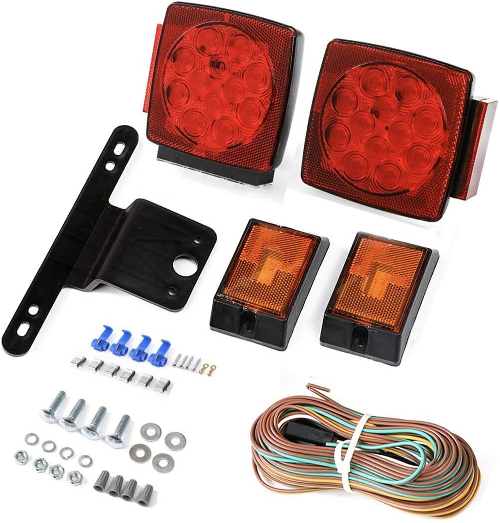 Rear LED Submersible Trailer Tail Lights Kit Boat Marker Truck Round Waterproof