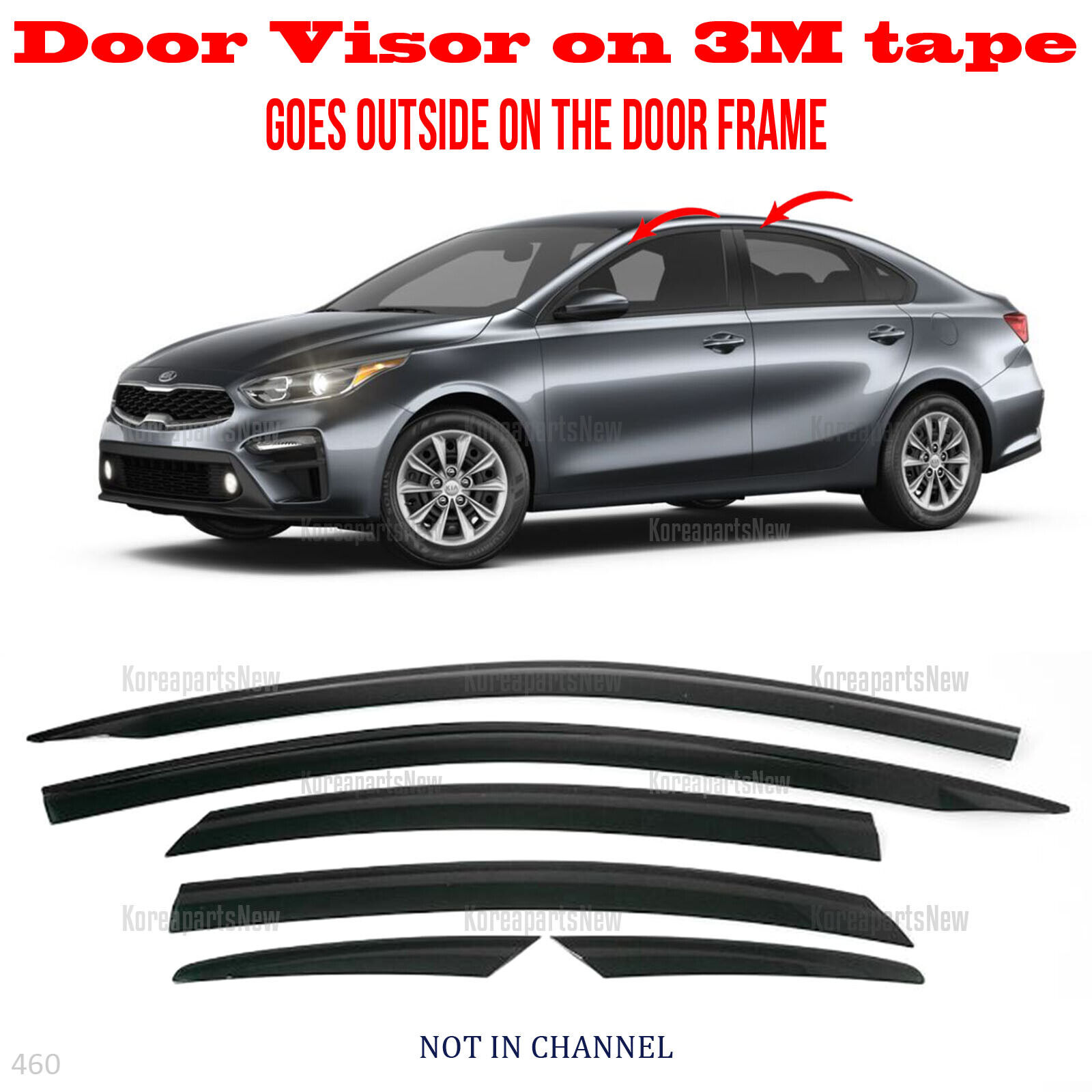 2S Tape Smoke Door Window Vent Visor Deflector OUTSIDE⭐6pcs⭐ Kia Forte 2019-2024