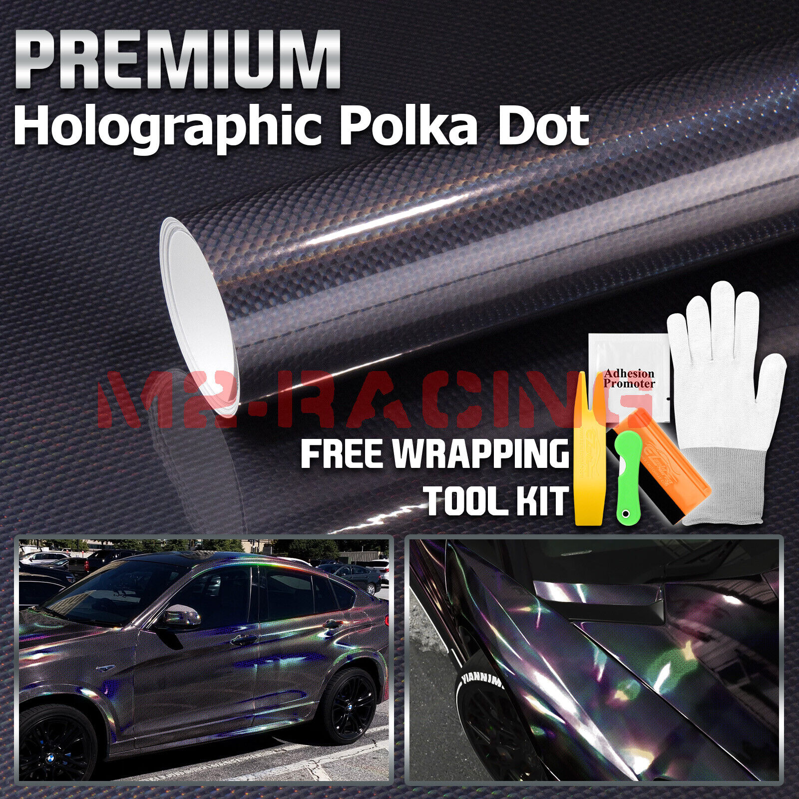 Holographic Prism Laser Flip Black Rainbow Chrome Vinyl Wrap Sticker Decal Film