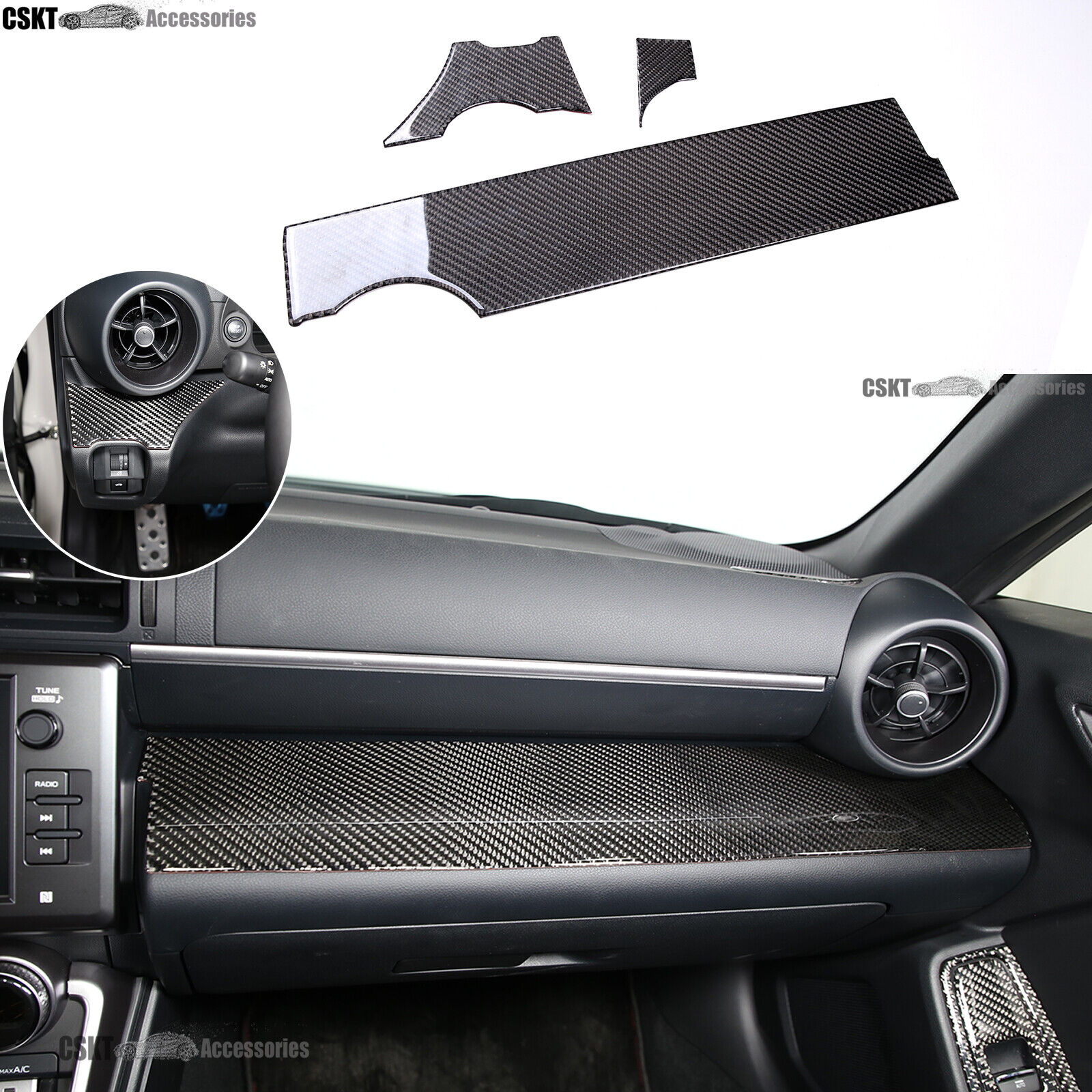 Fits 2022-24 GR86 / BRZ  Interior Dashboard Panel Carbon Fiber Trim Stickers Set