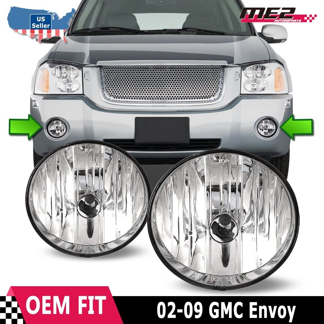 Fog Lights For 2002-09 GMC Envoy Factory Clear Bumper Lamp Replacement w/Bulbs