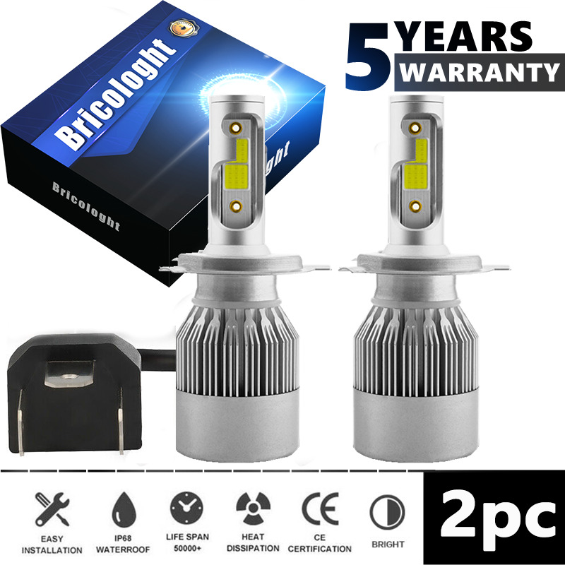 2-SIDE H4 9003 LED Headlight Bulbs Conversion Kit High Low Beam 6500K White