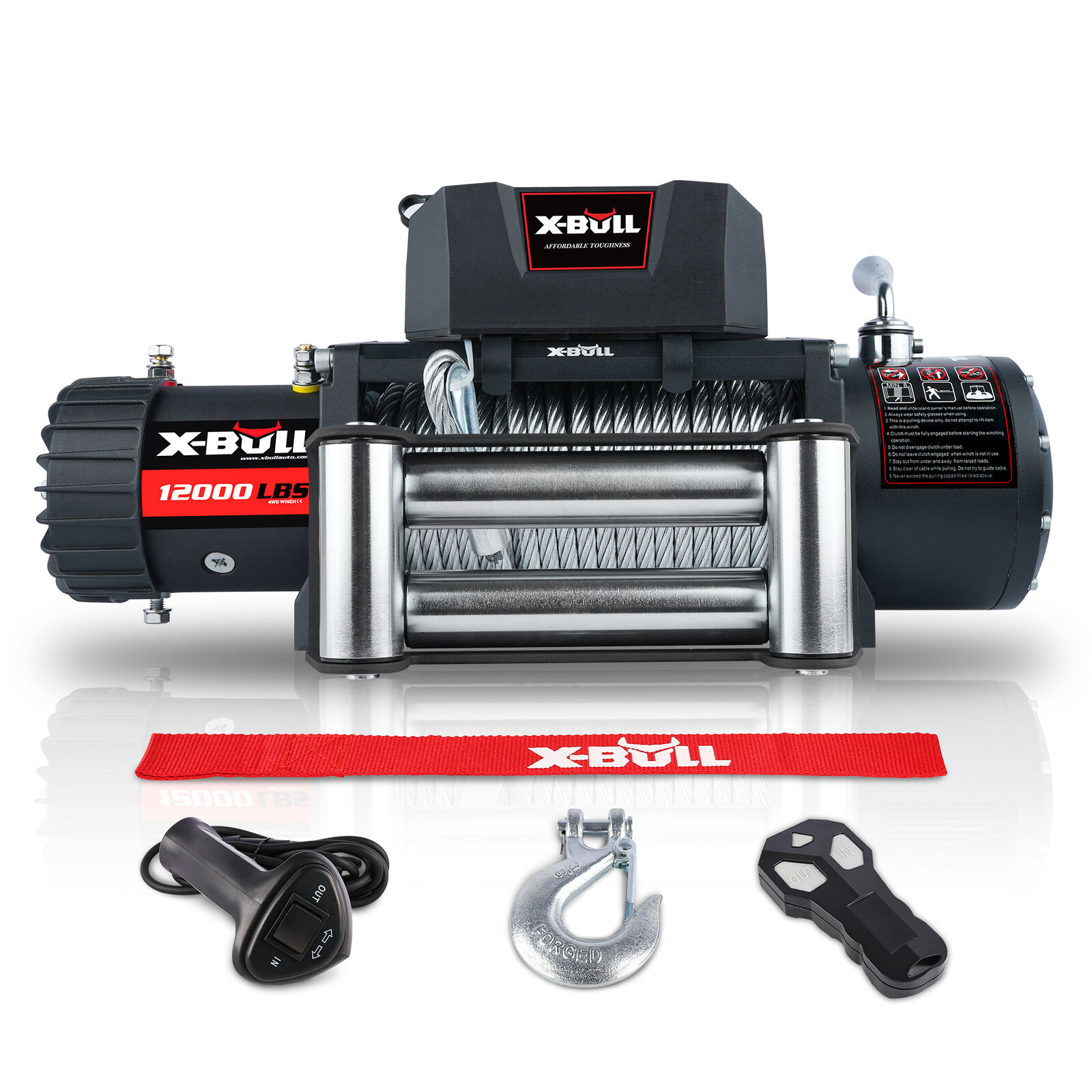 X-BULL Electric Winch 12000LBS 12V Steel Cable Truck Trailer Towing Off Road 4WD