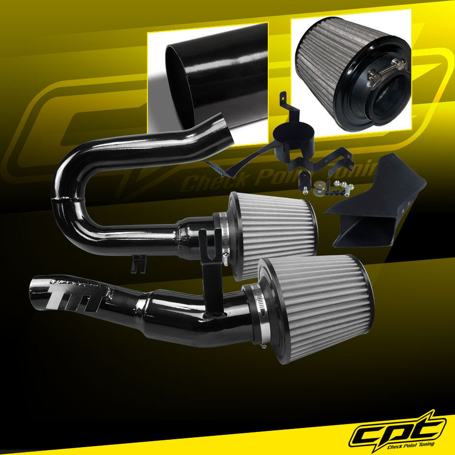 For 07-10 BMW 335i 3.0L L6 E90/E92/E93 Black Cold Air Intake + Stainless Filter