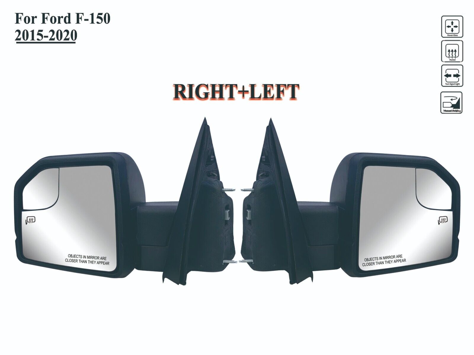 Pair Right and Left Side Mirror Power Heated with Lamp for 15 to 2020 Ford F-150