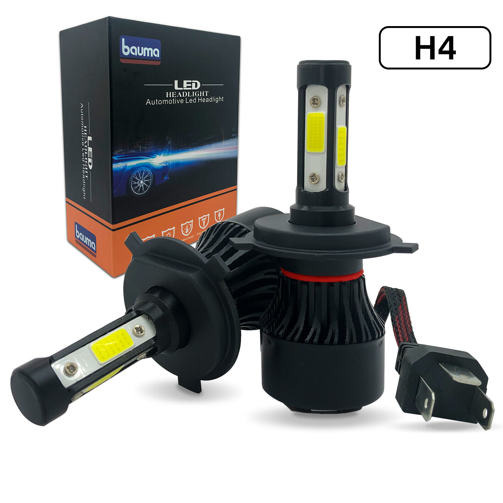 2× Bauma LED Headlight Bulbs Kit H4 H13 9004 9007 6000K 8000LM High Low Beam