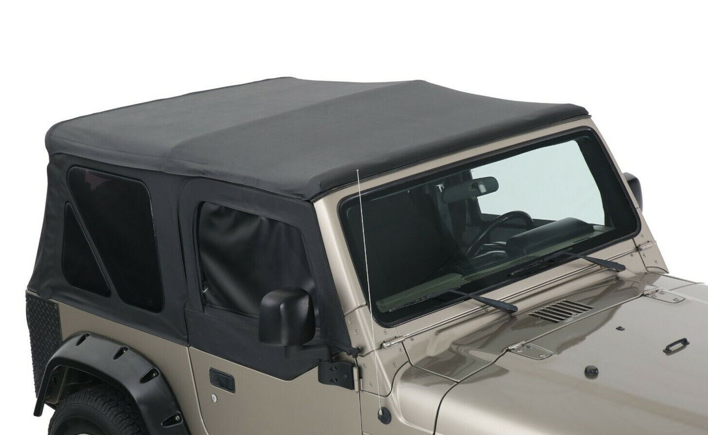Front Rear Soft Top + Upper Skins Diamond Black For 97-06 Jeep Wrangler TJ 2 Dr