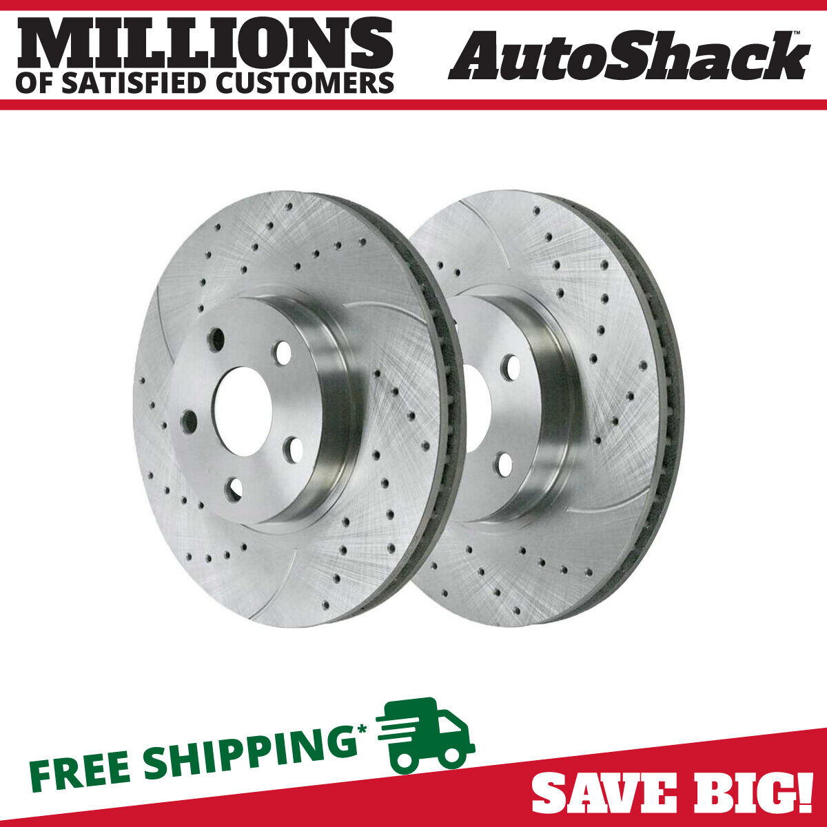 Front Drilled Slotted Brake Rotors Silver Pair 2 for Toyota Corolla Scion tC