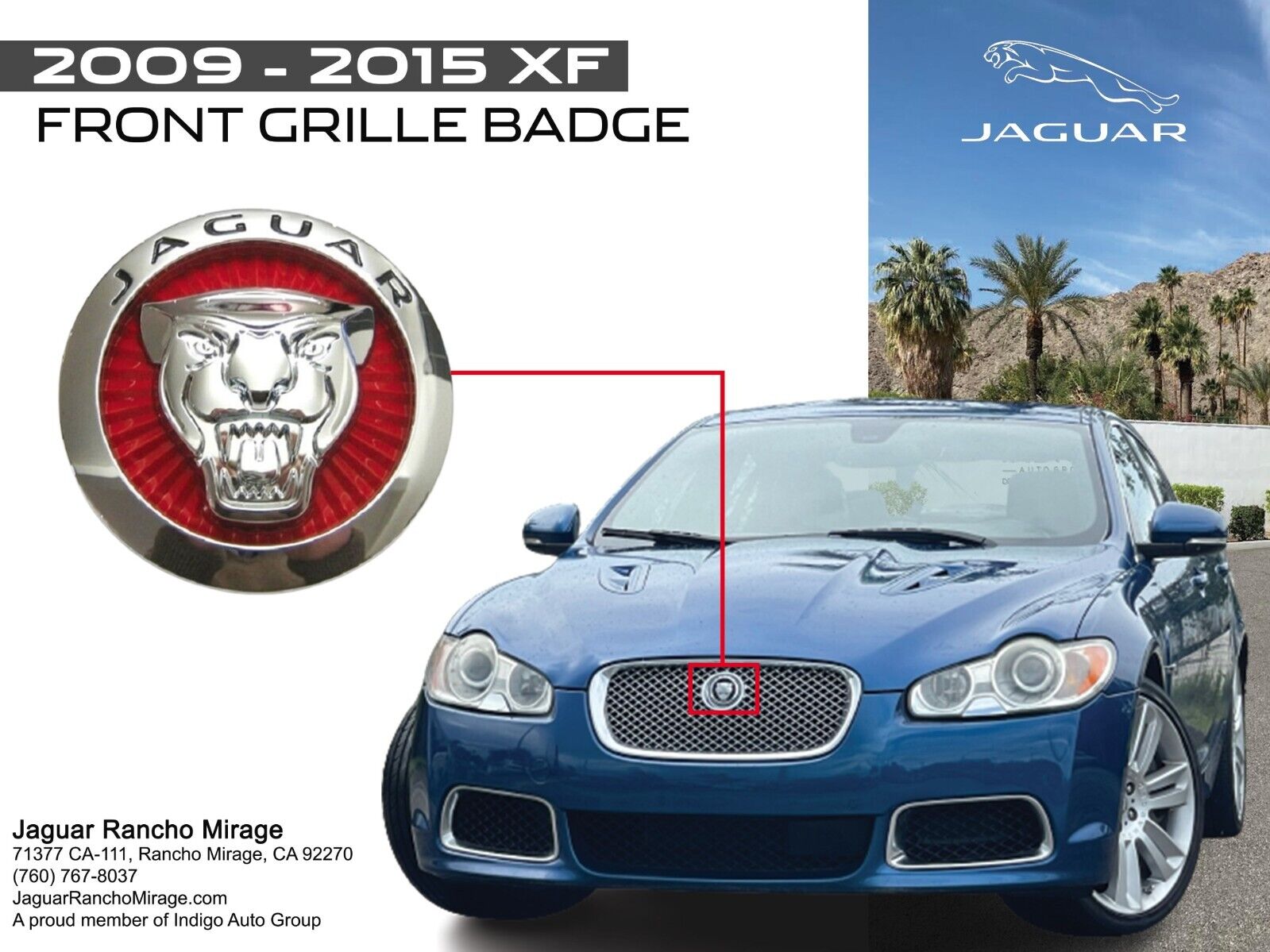 2009-2015 Jaguar XF Genuine Factory OEM Grille Emblem C2D52972