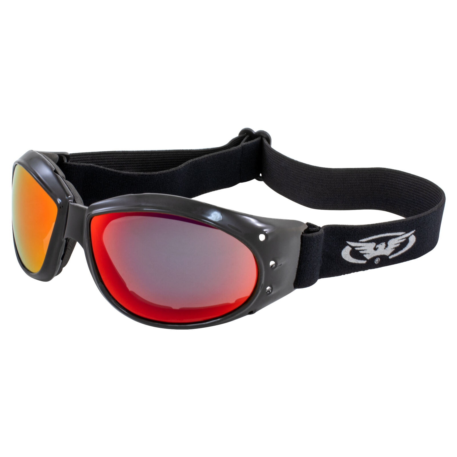 Global Vision Eliminator Motocycle Riding Goggles Black Frames Red Mirror Lens