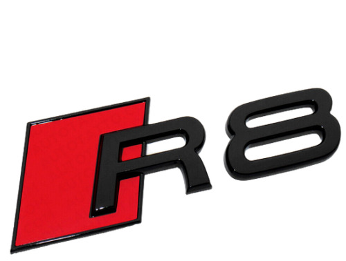 Audi R8 Gloss Black Emblem 3D Badge Rear Trunk Lid fits for Audi S Line Logo New