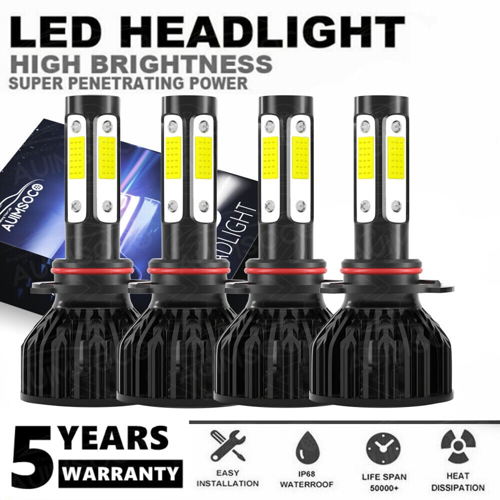 4SIDES 9005+9006 LED Headlight for Chevy Silverado 1500 2500HD 3500 99-06 Hi/Lo